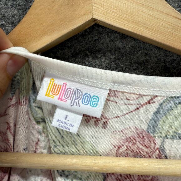 LulaRoe Dress Women L Large White Floral Sheath Midi Sleeveless Round Neck - Picture 3 of 7